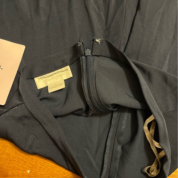 NWT Jenny Yoo Collection Navy Satin “Soleil” Maxi Skirt w Slit, Size 6 - Picture 8 of 8